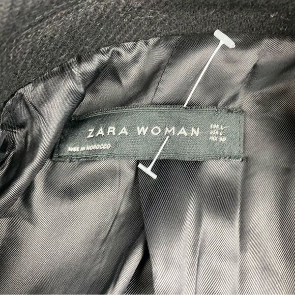 Zara Wool Blend Double Breasted Jacket Black Large - Picture 3 of 10